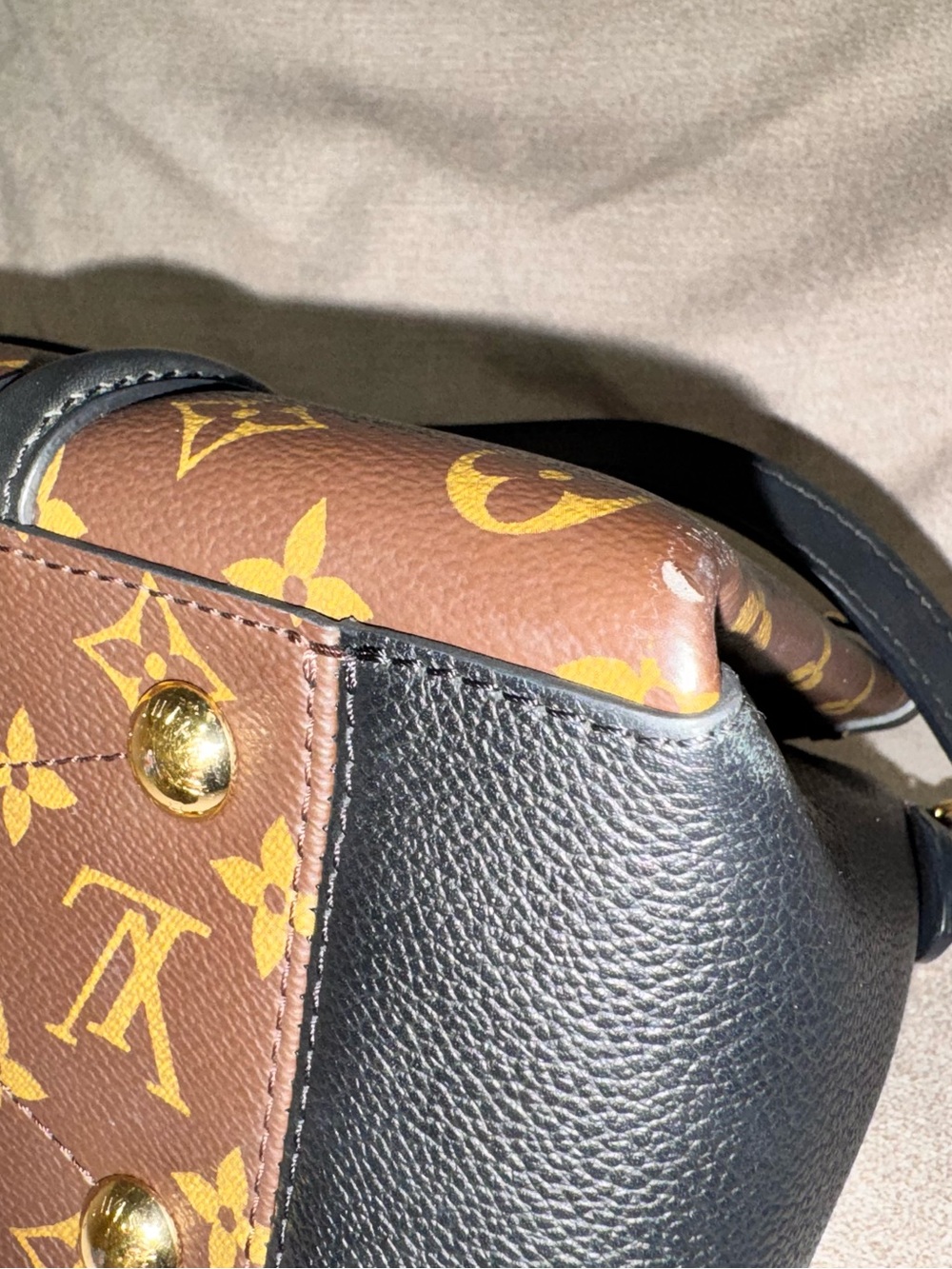 Discontinued Louis Vuitton Brown Monogram Satchel with Black Trim “Soufflot MM” - Picture 14 of 16